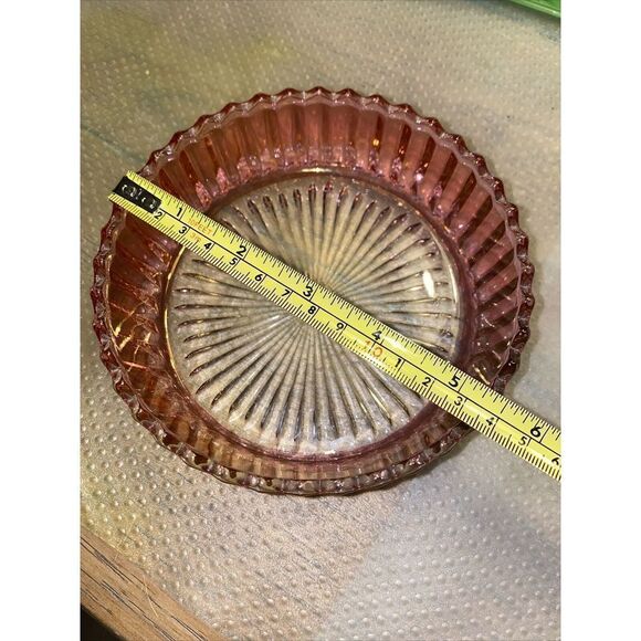 Pink Raspberry Glass  Round Candy Dish/Bowl Scalloped Edge 5.5” - Picture 3 of 8